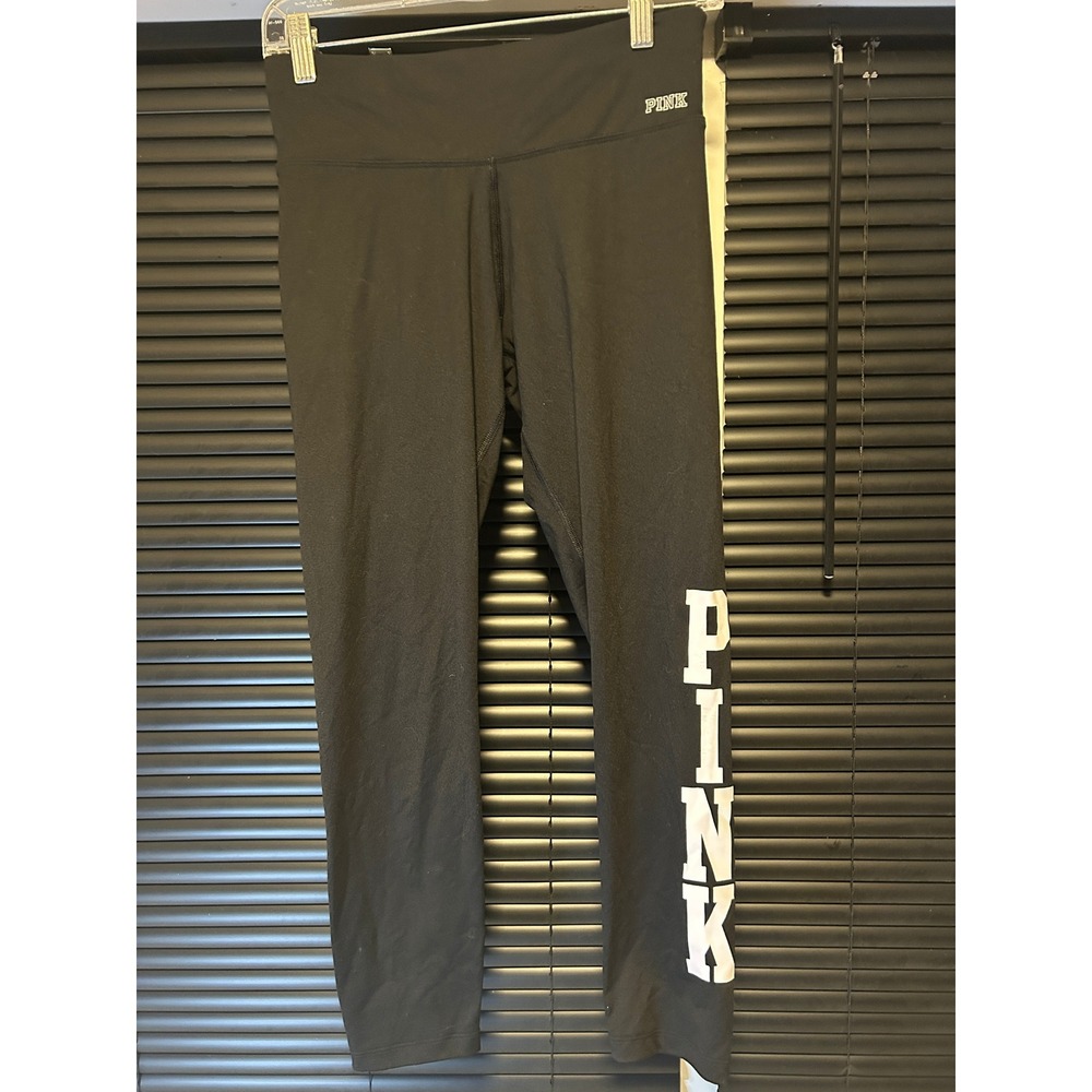 PINK Victoria's Secret Leggings Womens Small Black Logo Ultimate Athletic Yoga
